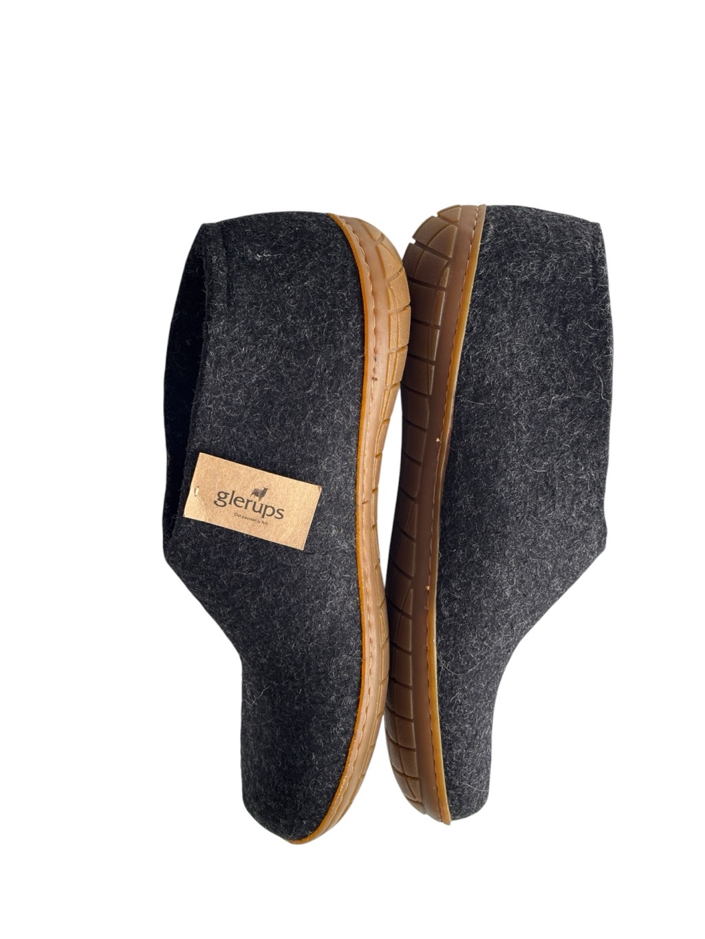 Glerups Charcoal Colored Wool Cozy Shoe Slipper Natural Rubber Sole In Honey |43 — image 7 of 8